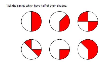 National curriculum levels one and two questions on fractions.